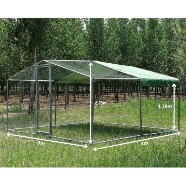 Parc à Poules - Enclos 12m² Ø38mm 4x3x2,25m - Acier Galvanisé