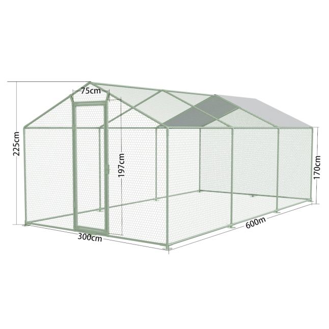 Parc à Poules - Enclos 18m² Ø38mm 6x3x2,25m - Acier Galvanisé